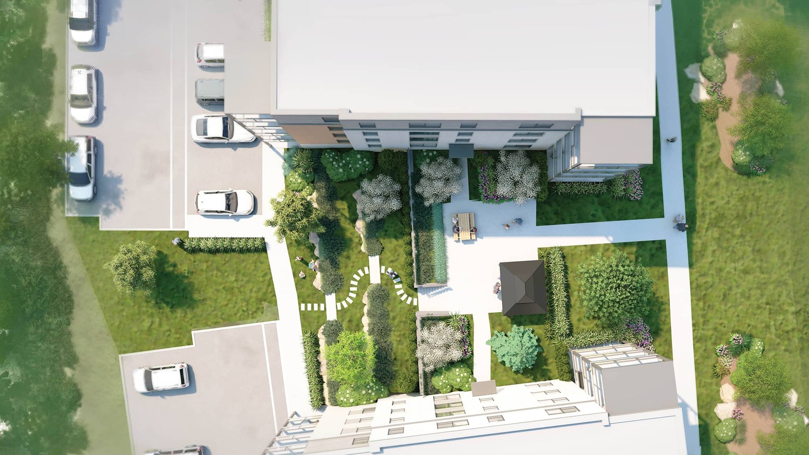 Rendu des espaces extérieurs aménagés